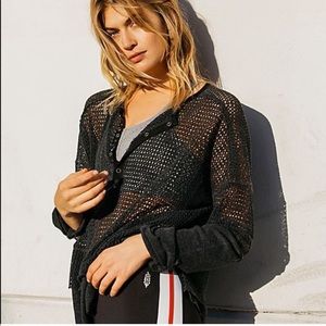 Free People mesh net button down hacci